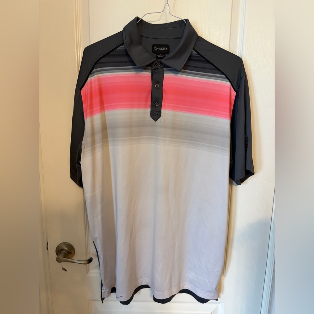 Chase 54  Men's Golf Shirt with Pink and Gray Gradient